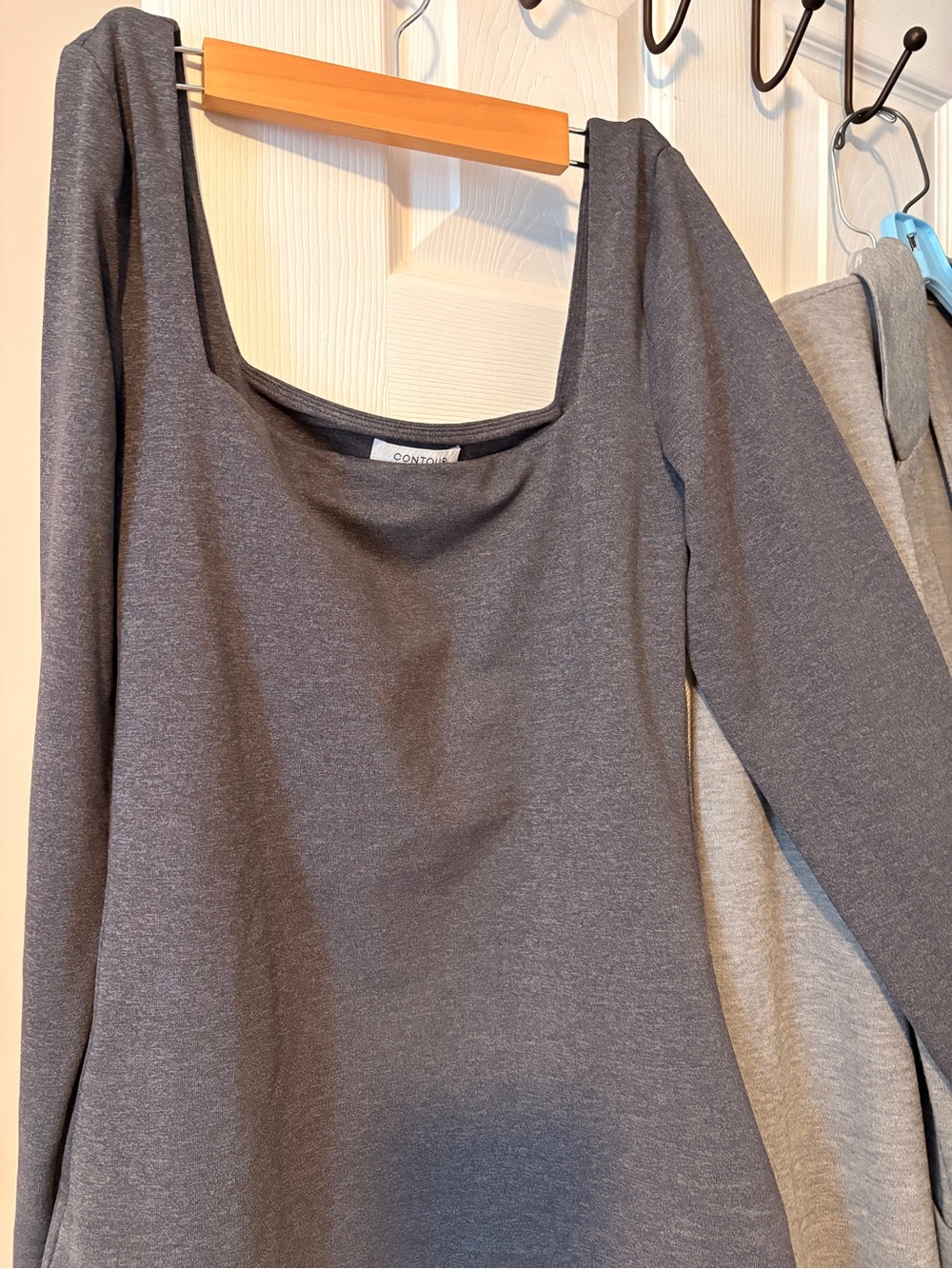 NWOT Aritzia Charcoal Square-Neck Long Sleeve Top